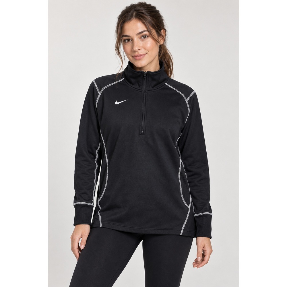 Nike Therma-FIT Pullover Women XL Black Quarter Zip Fleece Lined athleisure hike